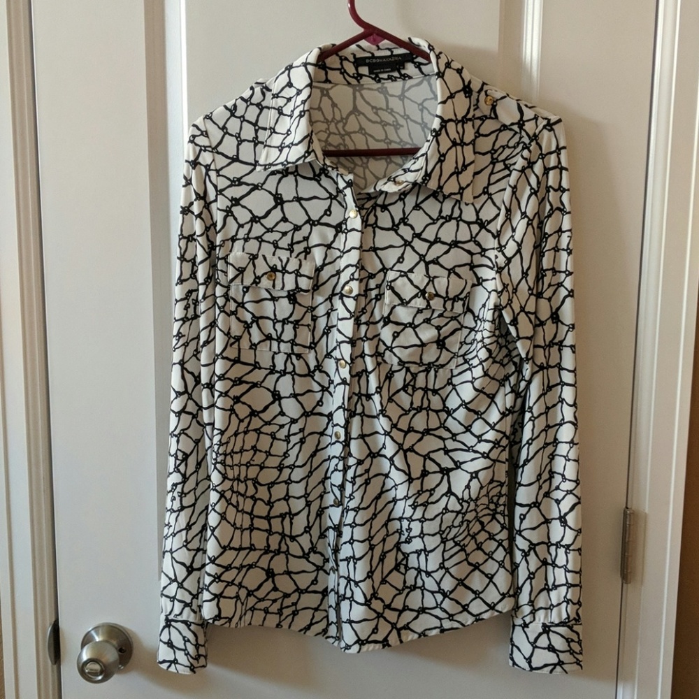 BCBG MAXAZRIA black and white blouse